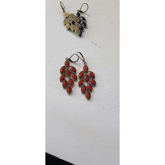Red Cascade Geometric Earrings - Picture 5 of 6